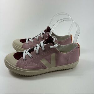 Veja Pink and Cream Retro Sneakers with Suede Finish